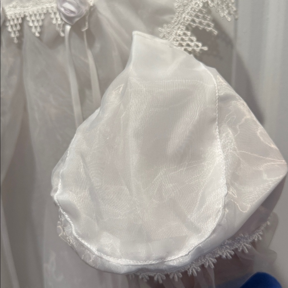 Baptism Christening White Dress with Floral Accents - Picture 10 of 11